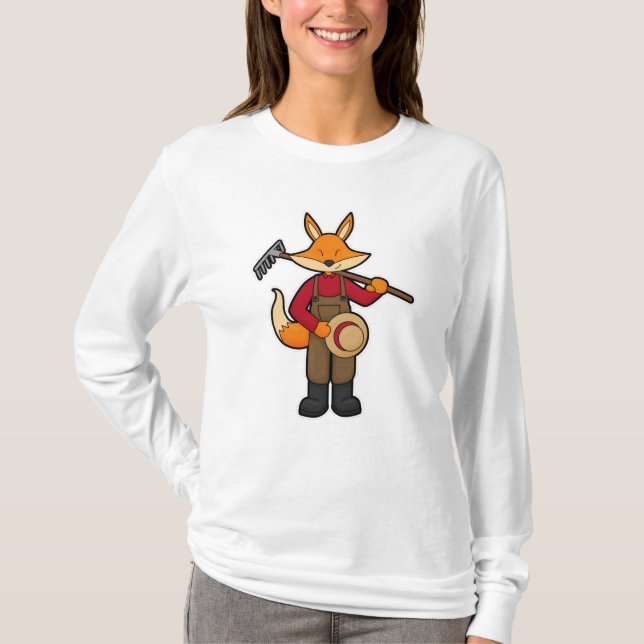 Fox als Bauer mit Rake & Hat T-Shirt (Vorderseite)