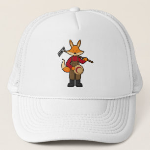 Fox als Bauer mit Rake & Hat Truckerkappe