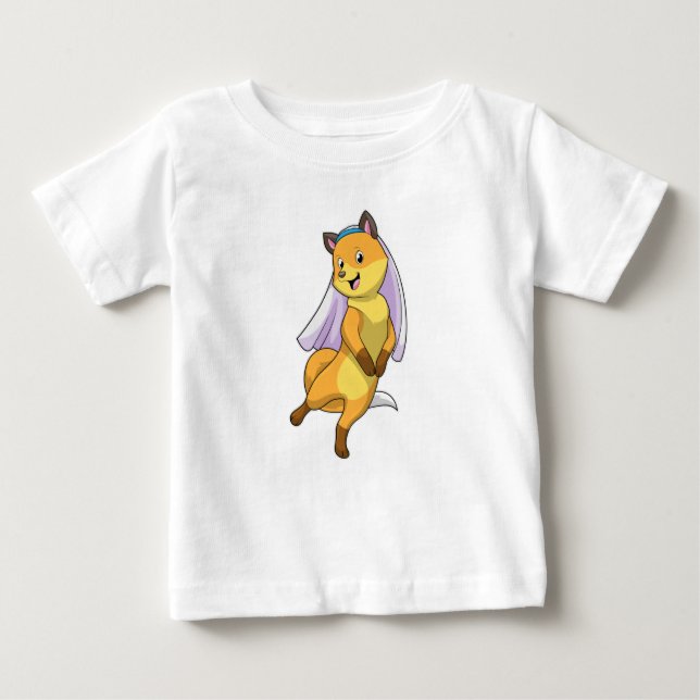 Fox als Bride mit Veil Baby T-shirt (Vorderseite)