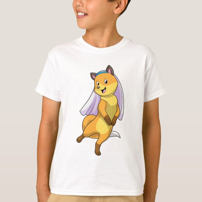 Fox als Bride mit Veil T-Shirt (Vorderseite)
