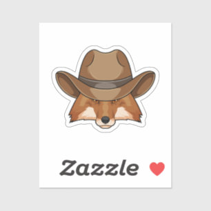 Fox als Cowboy mit Hut Aufkleber