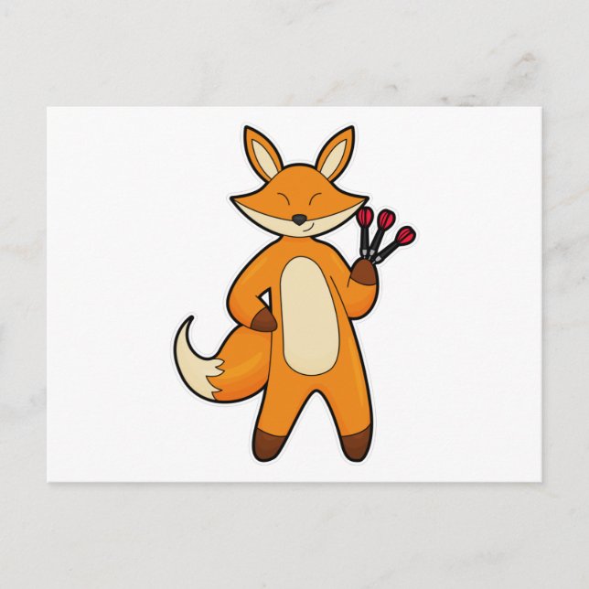 Fox als Dart-Player mit Darts Postkarte (Vorderseite)