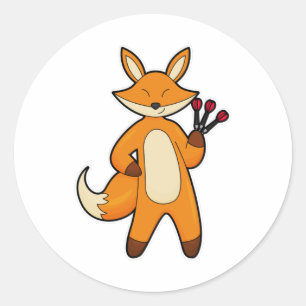 Fox als Dart-Player mit Darts Runder Aufkleber