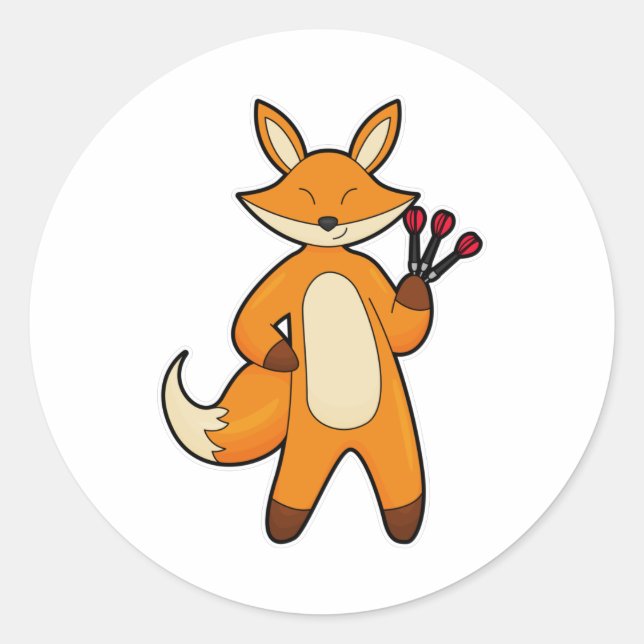 Fox als Dart-Player mit Darts Runder Aufkleber (Vorderseite)