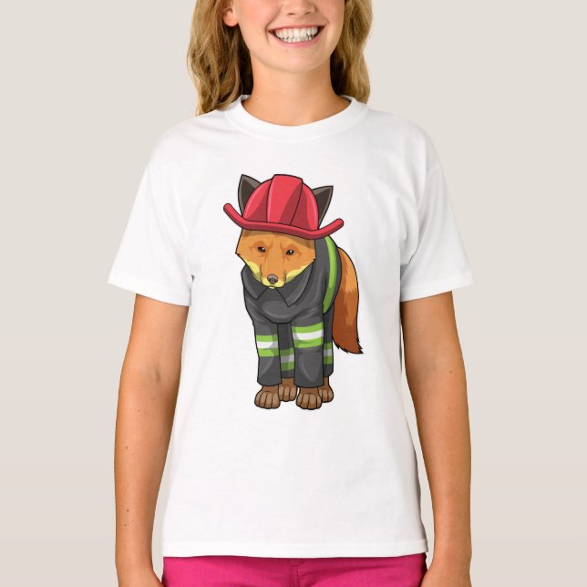 Fox als Feuerwehrmann mit Helm T-Shirt (Vorderseite)