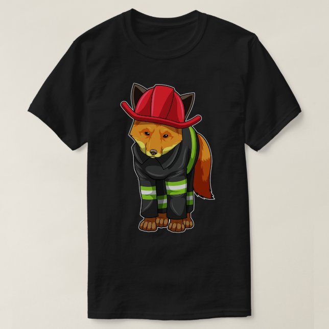 Fox als Feuerwehrmann mit Helm T-Shirt (Design vorne)