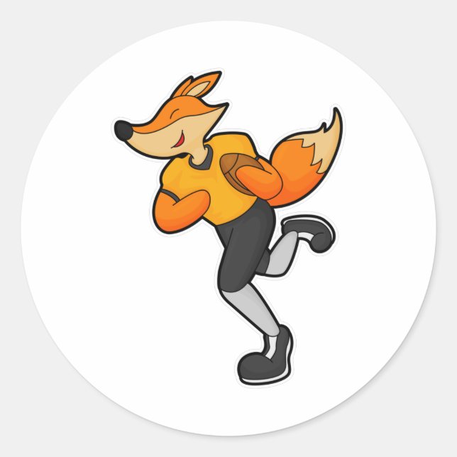 Fox als Football-Spieler mit Fußball Runder Aufkleber (Vorderseite)