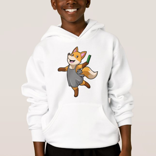 Fox als Friseur mit Schere Hoodie (Vorderseite)