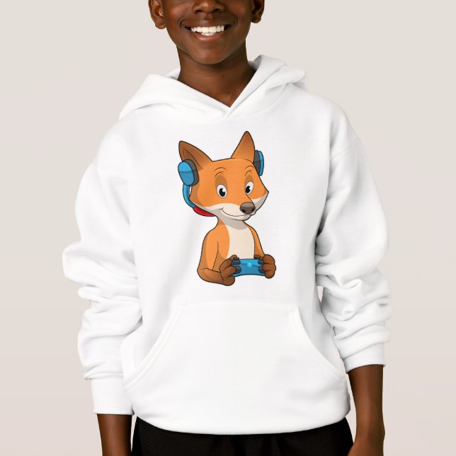 Fox als Gamer mit Joystick Hoodie (Vorderseite)