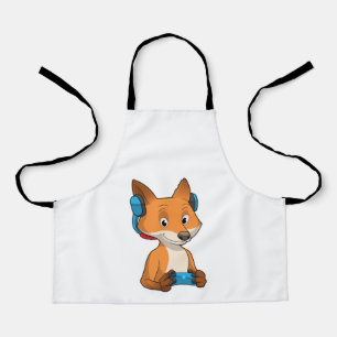 Fox als Gamer mit Joystick Schürze