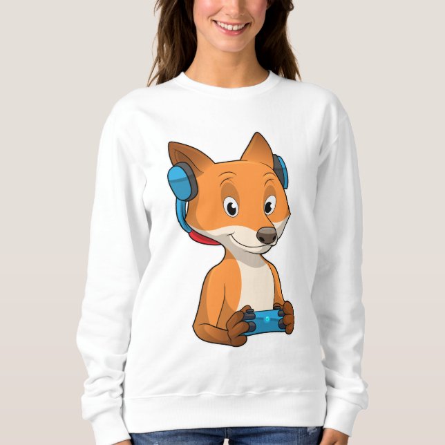 Fox als Gamer mit Joystick Sweatshirt (Vorderseite)