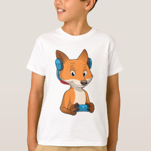 Fox als Gamer mit Joystick T-Shirt