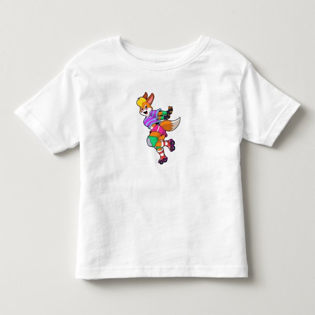 Fox als Inline-Skater mit Inline-Skaten Kleinkind T-shirt (Vorderseite)