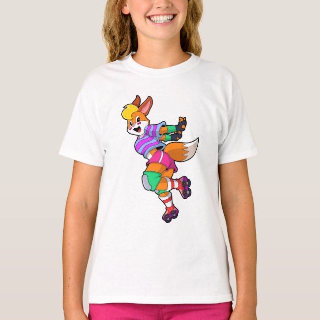 Fox als Inline-Skater mit Inline-Skaten T-Shirt (Vorderseite)