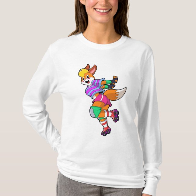 Fox als Inline-Skater mit Inline-Skaten T-Shirt (Vorderseite)