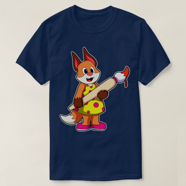Fox als Maler mit Pinsel T-Shirt (Design vorne)