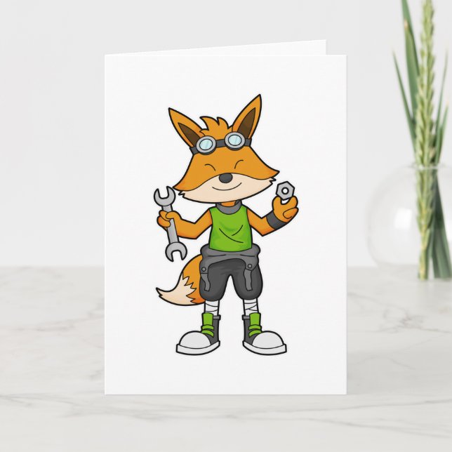 Fox als Mechanik mit Schraubenschlüssel und Nut Karte (Vorderseite)