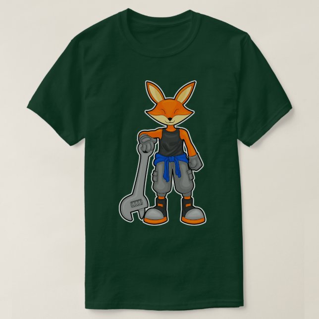 Fox als Mechanik mit Spanner T-Shirt (Design vorne)