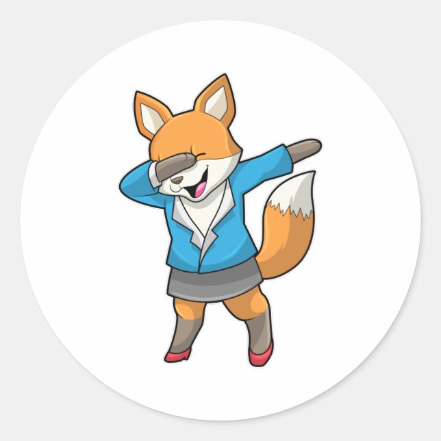 Fox als Sekretär beim Hip Hop Dance Runder Aufkleber (Vorderseite)