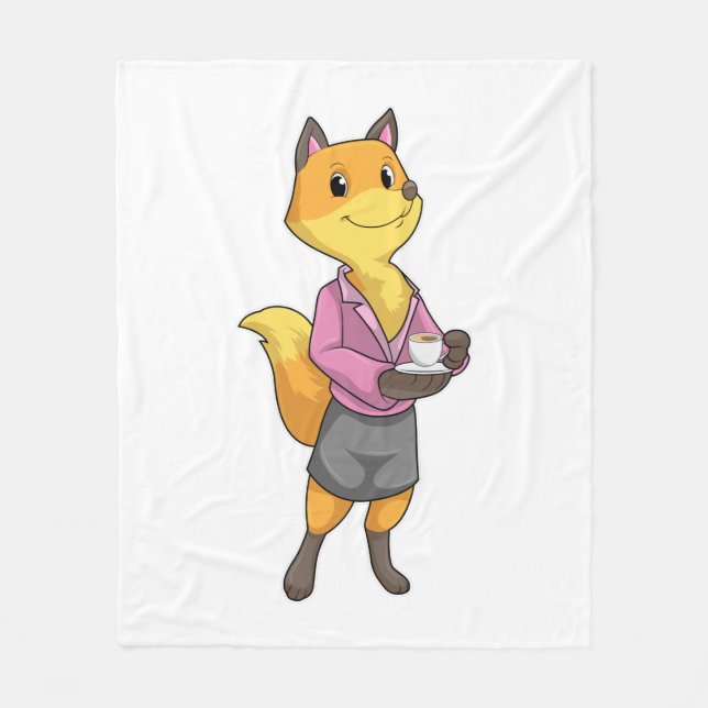 Fox als Sekretär für Kaffee Cup Fleecedecke (Vorderseite)