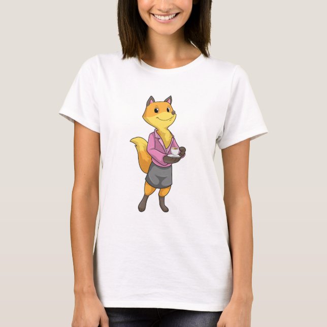 Fox als Sekretär für Kaffee Cup T-Shirt (Vorderseite)