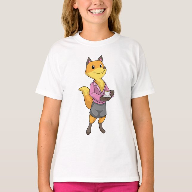 Fox als Sekretär für Kaffee Cup T-Shirt (Vorderseite)