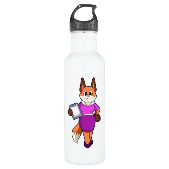 Fox als Sekretär mit Rock Edelstahlflasche (Vorderseite)