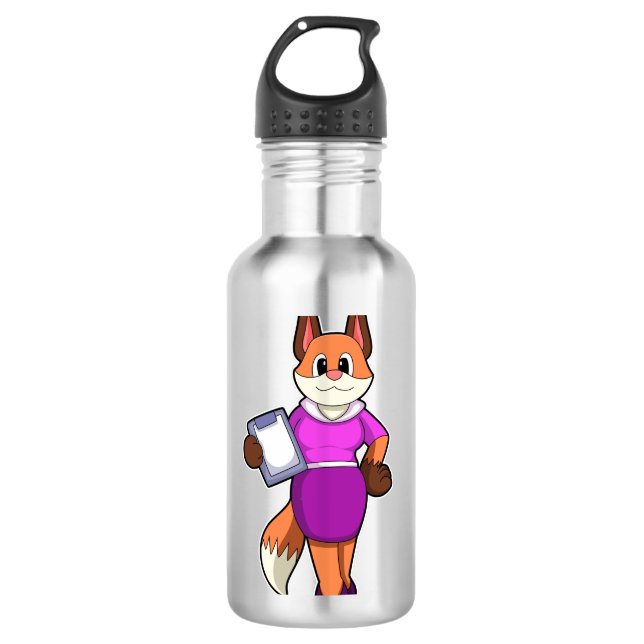 Fox als Sekretär mit Rock Edelstahlflasche (Vorderseite)