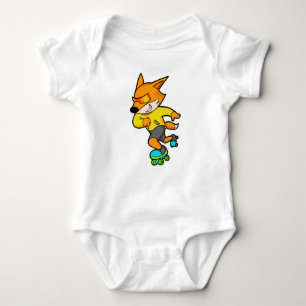 Fox als Skater mit Roller-Skaten Baby Strampler