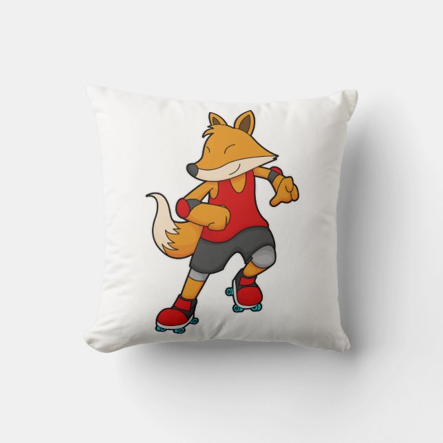 Fox als Skater mit Roller-Skaten Kissen (Vorderseite)