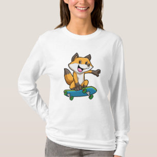 Fox als Skater mit Skateboard T-Shirt