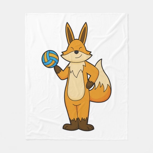 Fox als Volleyball-Spieler mit Volleyball Fleecedecke (Vorderseite)