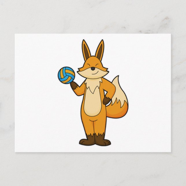 Fox als Volleyball-Spieler mit Volleyball Postkarte (Vorderseite)