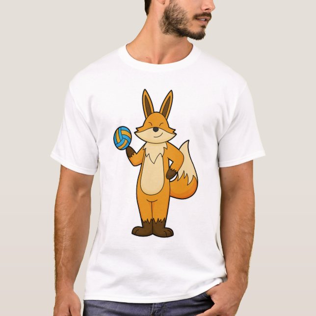 Fox als Volleyball-Spieler mit Volleyball T-Shirt (Vorderseite)