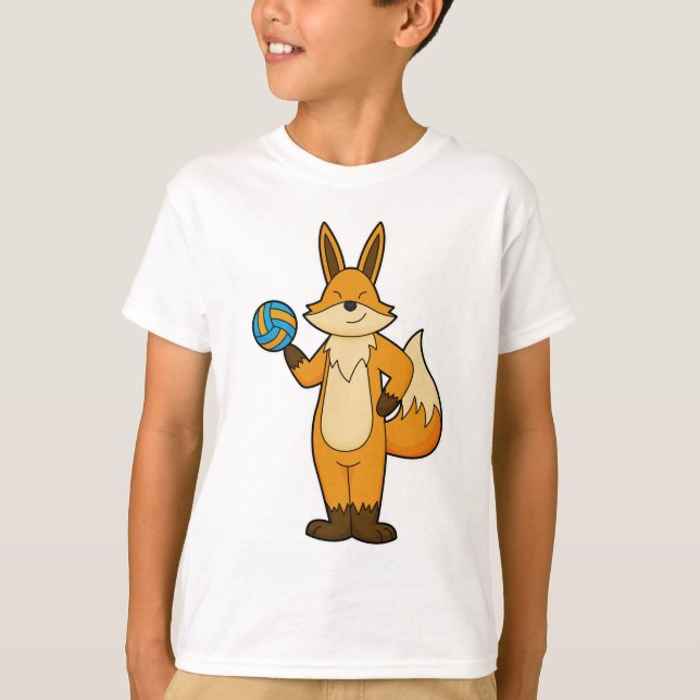 Fox als Volleyball-Spieler mit Volleyball T-Shirt (Vorderseite)