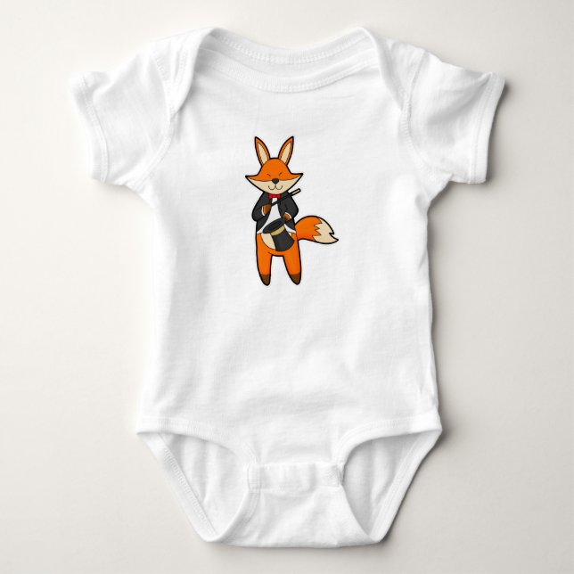 Fox als Zauberer mit Zauberstab & Hut Baby Strampler (Vorderseite)