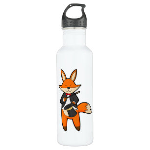 Fox als Zauberer mit Zauberstab & Hut Edelstahlflasche