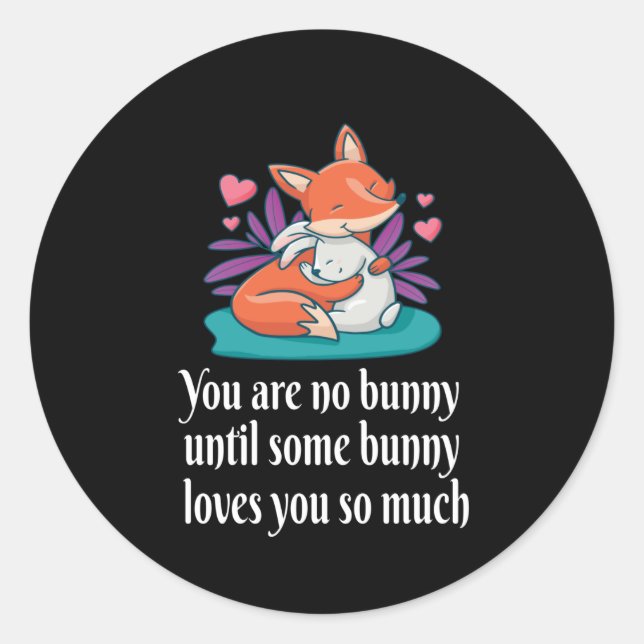 Fox and Bunny Couple Liebe Peace Friends Runder Aufkleber (Vorderseite)