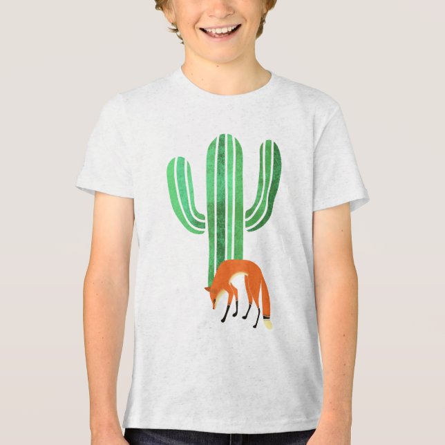 Fox and cactus Tri-Blend shirt (Vorderseite)