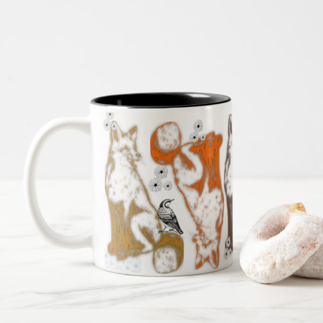 Fox and friends coffee mug theme graphics zweifarbige tasse (Mit Donut)