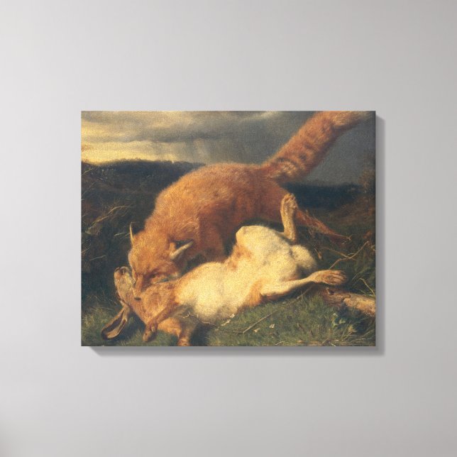 Fox and Hare, 1866 Leinwanddruck (Vorderseite)