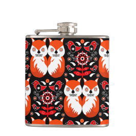 Fox and Nature Nordic Folk Art Flachmann