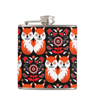 Fox and Nature Nordic Folk Art Flachmann