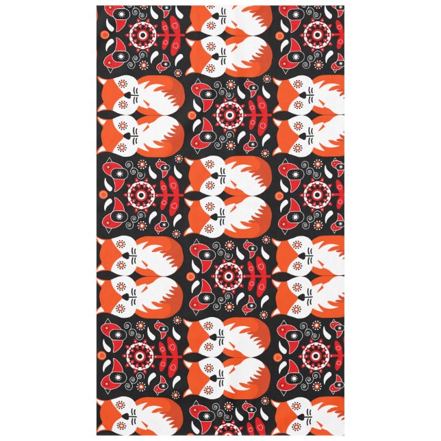Fox and Nature Nordic Folk Art Tischdecke (Vorderseite)