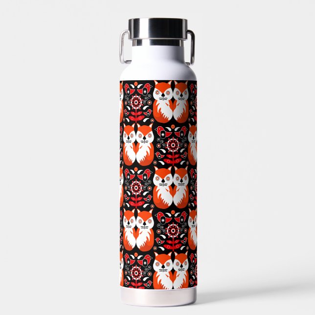 Fox and Nature Nordic Folk Art Trinkflasche (Vorne)