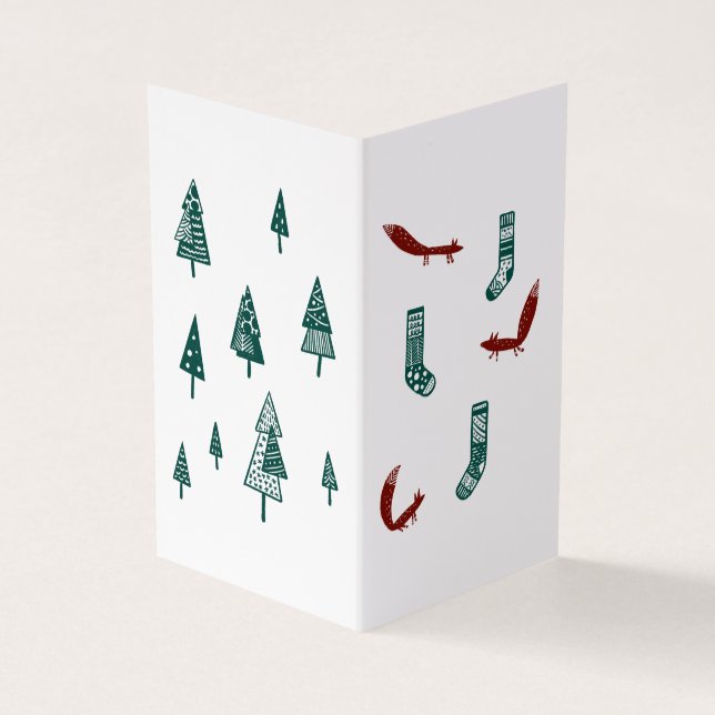 Fox and Tree Christmas Card: Simple (Vorderseite)