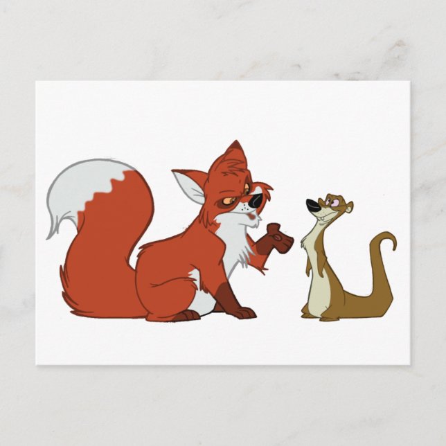 Fox and Weasel Talk Postkarte (Vorderseite)