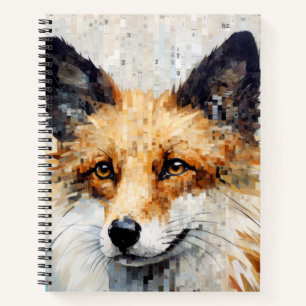Fox Animal Art Deco Paint Mosaic Notizbuch