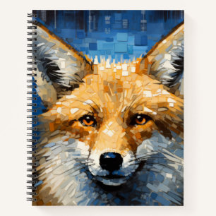 Fox Animal Art Deco Paint Mosaic Notizbuch