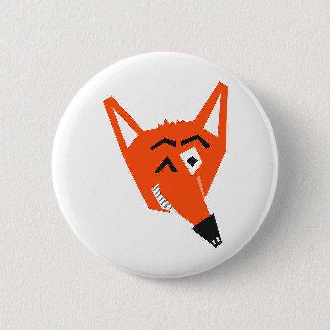 Fox Animal Cartoon Cunning Devious Evil Eye Button (Vorderseite)